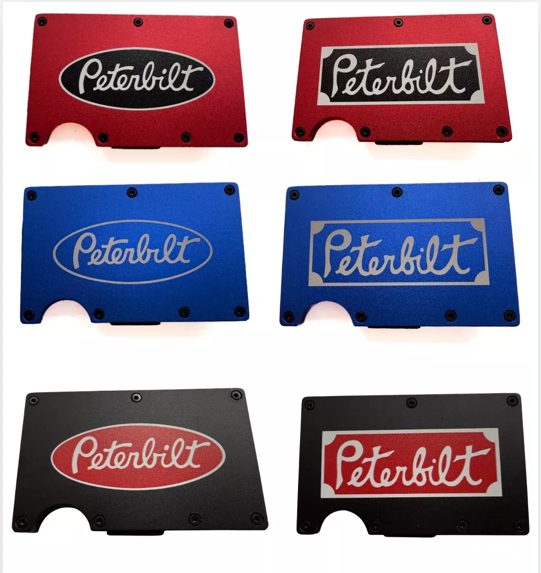 Peterbilt Stainless Steel Alloy Open Card Holders W/ Money Clip