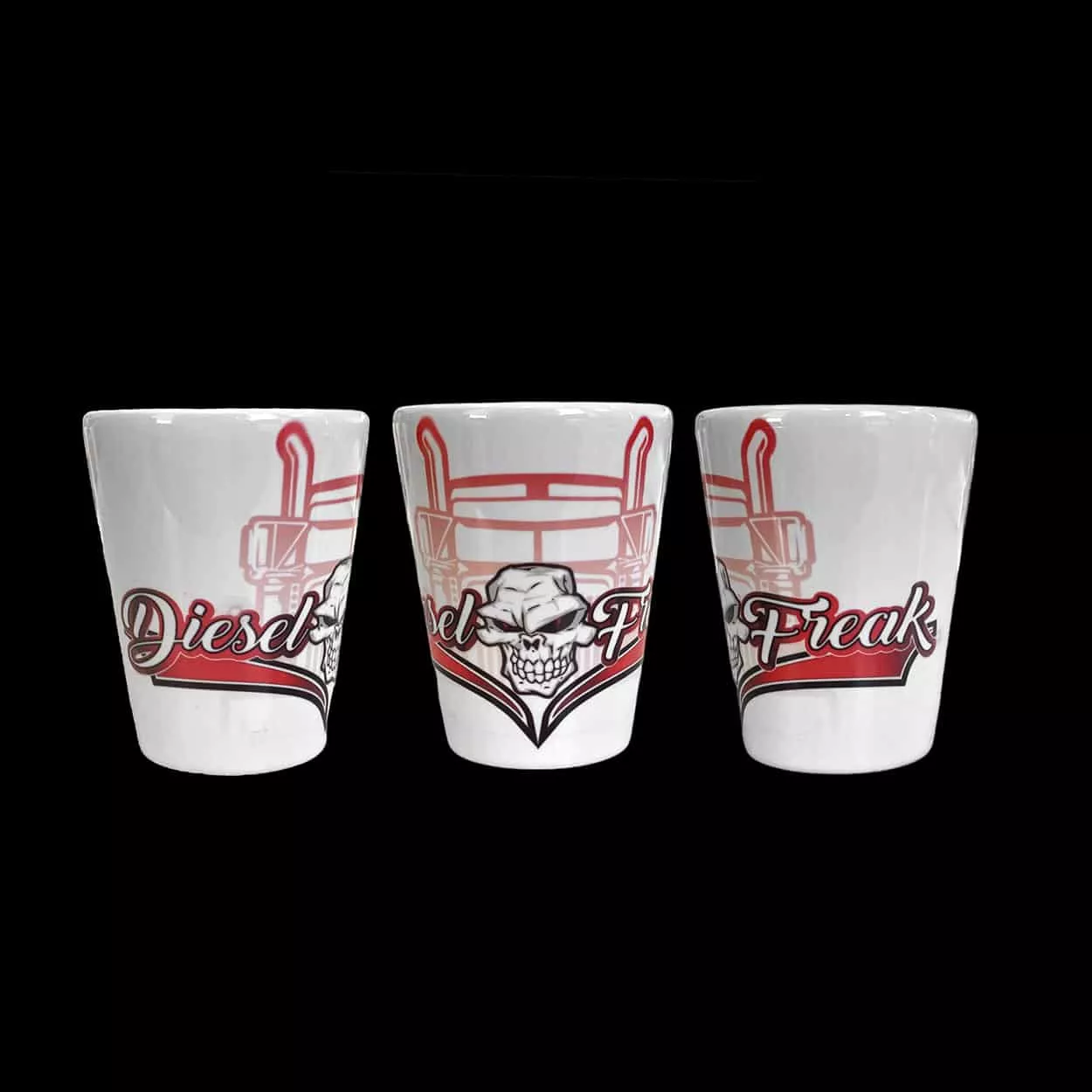Red semi front skully – ceramic shot glass